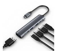 USB C Hub, 5 in 1 Laptop Docking Station, with 60W Power Delivery, USB 3.0 Charging Transmitter Universal Docking Station for Laptop Dual Monitor for Data Transmission