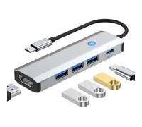 USB C Hub 5 in 1 Multiport Adapter 4K HDMI,100W Power Delivery, 3 USB-A Data Ports,USBC Dongle for Apple iPhone 16 Pro Max,iPhone 15 Pro,MacBook Pro/Air, iPad Pro,iMac,XPS,Thinkpad,Laptop