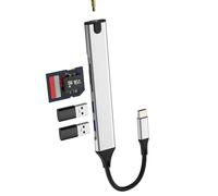 USB C HUB(5in1)Type C to USB A OTG 3.0 Adapter SD Micro SD Card Reader 3.5mm Headphone AUX Dongle for iPhone 16 15 Multiport TF Docking Station MacBook Laptop Converter for iPad Compatible for Samsung