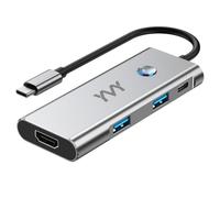 USB C Hub 6 in 1, 4K60Hz HDMI Multiport Adapter with Turn off Screen Switch, 10Gbps USB C/A 3.2, PD 100W for MacBook Air/Pro, Pad, HP, Dell, Surface Book (Turn off screen with HDMI4K60Hz)