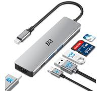 USB C Hub 6-in-1 Multiport Adapter with 4K@60Hz HDMI, 100W PD, 2 USB-A Data Ports, SD/TF Card Reader Aluminum Type C Hub for MacBook Air/Pro M1/M2, iPhone 16 Pro/Pro Max, Surface Go, XPS, iPad