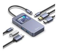 USB C Hub 6 in 1 Smart Docking Station with Screen HDTV 4K@60Hz 100W PD Fast Charging USB-C/A 5Gbps 3.0 Date Ports Travel-Friendly for Dell HP MacBook Air/Pro, iPad, Surface, Samsung Galaxy and More.