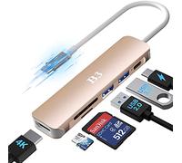 USB C Hub, 6-in-1 USBC Multiport Docking Station Adapter with 4K@30Hz, 55W Power Delivery, USB-C and USB-A 5 Gbps Data Port, microSD and TF Card Reader, for MacBook Air/Pro M1/M2 Laptop iPad and More…