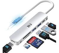 USB C Hub, 6-in-1 USBC Multiport Docking Station Adapter with 4K@30Hz, 55W Power Delivery, USB-C and USB-A 5 Gbps Data Port, microSD and TF Card Reader, for MacBook Air/Pro M1/M2 Laptop iPad and More