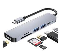 USB C Hub 6 in 1 with HDMI(4K@30Hz), USB-C to HDMI Adapter 100W Power Delivery, USB 3.0, USB 2.0, SD/TF Card Reader Compatible with iPhone 15/16, MacBook, iPad Pro, Samsung Galaxy S8, Dell XPS