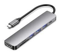 USB C Hub 7-in-1 Multiport Adapter for MacBook Pro/Air, USB C Adapter with 4K HDMI, USB 3.0 Ports, 100W PD Charging, SD/TF Card Reader, Aluminum USB C Docking Station for Laptop