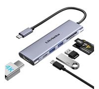 USB C Hub 7-in-1 USB-C Dongle with 4K HDMI Multiport Adapter, 2×Powered USB-A 3.0 5Gbps, 100W PD Charging, TF/SD Card Reader for MacBook Pro/Air and Other Type C Ports Laptops (Silver)