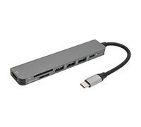 USB C Hub, 7 in 1 USB C to Multport Hub 4K HD Multimedia Interface Adapter, PD Charging Port, USB3.0 USB2.0 Port, Aluminum Alloy Housing, for Linux, for Windows