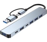 USB C Hub, 7 in 1 USB Splitter Multiport Adapter, Usb 3.0 Hub For Laptop,MacBook,PS5/PS4, Switch, Printer, USB Fan, Flash Drive