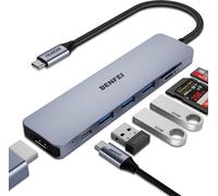 USB C Hub 7 in 1, with HDMI 4K,2 USB Ports,SD/TF Card Reader Compatible
