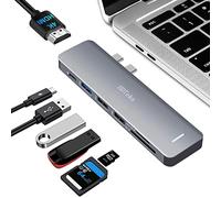 USB C Hub, 7-in-2 MacBook Pro Adapter with 4K 60Hz HDMI, 100W PD Charging, Thunderbolt 3 Compatible, USB 3.0 Ports, SD/TF Card Reader for MacBook Air, iPad Pro, Dell XPS, Space Gray