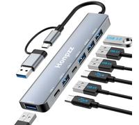 USB C Hub, 7 in 2 USB Hub 3.0 USB Splitter Multiport Adapter, USB Adapter with 1 x USB 3.0 5 Gbps, 4 x USB 2.0, 2 x USB-C, Docking Station U SB Multiple Plug for MacBook/Surface/XPS/PC/Windows/Linux