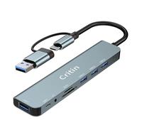 USB-C Hub 8-in-1 Multiport Adapter with USB 3.0&USB 2.0, Micro Sd/Tf Card Reader, Microphone/Audio and Other Interfaces, USB-C Hub Multiport Adapter for Smartphones, Laptops, Ipad Pro Etc