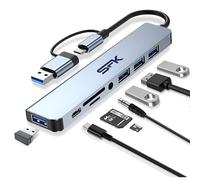 USB C Hub, 8 in 1 USB Splitter Multiport Adapter, USB Hub For Laptop,MacBook,Smartphones, PS5/PS4, Switch, Flash Drive, Printer, USB Fan, Type C Hub USB Docking Station, SD/TF Card Reader,3.5mm Jack