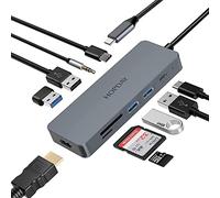 USB C Hub Adapter - 10 in 1 Multiport Adapter with 4K HDMI, USB C Docking Station for Type C Laptop and Tablet, Dongle (PD Charging Port,USB 3.0 5Gbps,SD/TF Card Reader)