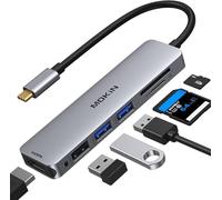 USB C Hub Adapter for MacBook Pro/Air, MOKiN 6 in 1 Type C Hub with 4K HDMI, USB 3.0/2.0, SD/Micro SD, USB C Adapter for MacBook M1 M2, Lenovo, Dell, HP