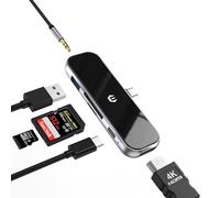 USB C Hub Adapter with 4K HDMI, PD 100W, USB 3.0, 3.5mm Headphone Jack, SD/TF Reader - OBERSTER 6-in-1 USB C Hub for Mac, Windows, and More