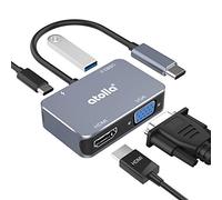 USB C Hub, atolla 4 in 1 Aluminum USB C Hub Multiport Adapter with 4K HDMI, 1080P VGA Adapter, USB 3.0 Port, 60W Power Delivery Port for MacBook Pro 2019/2018 and More Type C Devices