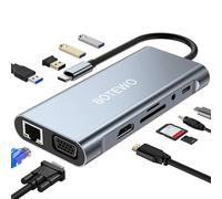 USB C HUB Docking Station: 11 in 1 Adapter with HDMI 4K VGA, USB 3.0 Port, PD Type C, Ethernet RJ45, SD/TF Cards, 3.5 mm AUX Compatible MacBook Pro/Air