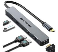 USB C Hub Docking Station Dual HDMI, USB C to HDMI VGA Adapter Triple Monitor with 2 * 4K HDMI+1080P VGA+USB 3.0+PD 100W Charing for MacBook Pro, XPS, More Laptop