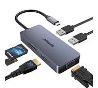 USB C Hub, Docking Station, SUTOUG 6-in-1 USB C Adapter, 4K HDMI Multiport Dongle, with VGA Ports, 2 USB 2.0 Ports, SD/TF Card Reader, Compatible with Laptop, MacBook Pro, and More Type C Devices
