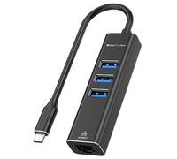 USB C Hub Ethernet Adapter, 3-Port Us8 3.0 Hub with RJ45 1000Gigabit Ethernet Adapter, Windows and MacOs Support,Compatible with iMacs, PCs, Chromebook Laptops, and More!