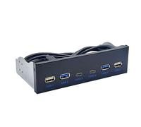 USB C Hub Floppy Drive Front Panel 2 Port USB 3.0 + 2 Port 3.2 Type C 19 Pin Connector for 5.25" CD-ROM Bay Desktop Desktop CD ROM Drive Bay
