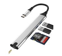 USB C HUB for Apple (5in1)Type C OTG 3.0 Adapter SD Card Reader 3.5mm Earphone Splitter for iPhone 16 15 USB A Docking Station MacBook Camera TF Memory Laptop for iPad Converter Compatible for samsung