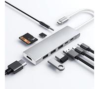 USB C HUB for iPad Pro 9-in-1 Adapter for iPad Pro M4 M2 M1 13 12.9 11 inch for iPad Air 5 4 Docking Station with 4K HDMI, USB-C PD, SD/TF Card Reader, USB 3.0, 3.5mm Headphone Jack (901BY)