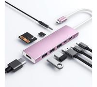 USB C HUB for iPad Pro 9-in-1 Adapter for iPad Pro M4 M2 M1 13 12.9 11 Inch for iPad Air with 4K HDMI, USB-C PD Charging, SD/Micro SD Card Reader, USB 3.0, 3.5 mm Audio Jack Data Accessories