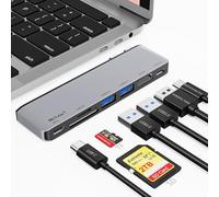 USB C Hub for MacBook Pro/Air M5 M4 M3 M2 M1 2025-2018 13" 14" 15" 16", 7 in 2 MacBook Multiport Adapter Dongle Accessories with 4K@60Hz HDMI, Thunderbolt 3, USB C&A Ports, SD TF Card Slot