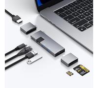 USB C Hub for MacBook, USB-C Hub 7-in-2, for Thunderbolt 4 Port, 4K 60Hz HDMI, Ethernet, 2 USB A Data Ports microSD SD Card Reader for MacBook Pro 13 Inch, MacBook Air M1 M2 M3