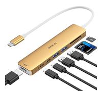 USB C Hub HDMI Adapter for MacBook Pro/Air, MOKiN 7 IN 1 USB C Dongle Mac Adapter with HDMI, Type C Data Port,100W PD,SD/TF and 2 USB3.0 for Dell/Lenovo/Thinkpad(Gold)