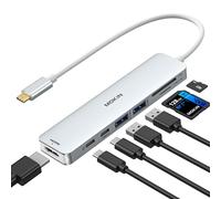 USB C Hub HDMI Adapter for MacBook Pro/Air, MOKiN 7 IN 1 USB C Dongle Mac Adapter with HDMI, Type C Data Port,100W PD,SD/TF and 2 USB3.0 for Dell/Lenovo/Thinkpad(Sliver)
