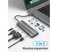 SANZANG USB C Hub 5/6/9/10 in1 Docking Station PD 60W/100W 4K HDMI USB C Dock