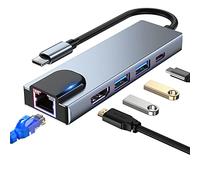 USB C Hub Multiport Adapter, 5 in 1 USB C Docking Station with 4K HDMI, RJ45 Ethernet, USB3.0, 100W PD, Compatible with MacBook Pro/Air, IPad Pro, IPad Mini 6, Surface Pro and More Type C Devices