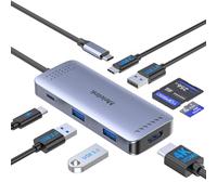 USB C Hub Multiport Adapter, 8 in 1 USB C Dock HDMI Adapter with HDMI 4K@60Hz, 100W PD, 4 USB C&A Data Ports, SD/TF Card Reader, USB Type C Dongle Docking Station for MacBook,Dell,HP,Lenovo and More