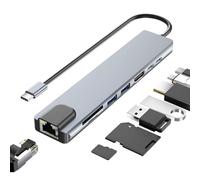 USB C Hub Multiport Adapter, 8 In 1 USB C Docking Station, Ethernet Adapter with 100W PD, Type C Port, USB 3.0/2.0, SD/TF Card Reader, HDMI, Type C Hub for MacBook iPad Laptops Surface and More