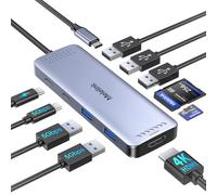 USB C Hub Multiport Adapter, Melelink 10-in-1 USBC Hub 4K@60Hz HDMI, USBC Dock with 6 USB Data Ports, 100W PD, SD/TF, USB-C Splitter Aluminum Type C Dongle for Macbook Air Pro,Dell,HP,Lenovo and More