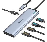 USB C Hub Multiport, MOKiN Type C 5-in-1 Adapter with Double 4K@60Hz Video Output, Fast PD Charging 100W, USB-C 3.1 10Gbps, USBC Splitter for Windows