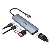 USB C HUB, oditton 6-in-1 Dockingstation USB C Adapter mit 4K HDMI Ausgang, USB 3.0 bis zu 5Gpbs, SD und TF Kartensteckplatz, Kompatibel für Laptops und Andere Typ C Geräte