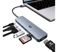USB C HUB, oditton 7 in 1 Laptop Multiport Adapter Hub, HDMI Output, 100W Power Delivery, 3 x USB 3.0 Ports, SD/TF Reader, Perfect for USB C Laptops Dell XPS/HP/Surface and More