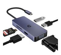 USB C Hub, OTAITEK 6 in 1 USB C Adapter with 4K-HDMI, VGA, 2XUSB Ports for iMac Air, Windows Laptops XPS and More USB-C Devices