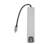 USB C Hub Splitter 8-in-1 Silver Aluminum Alloy 4k 30hz