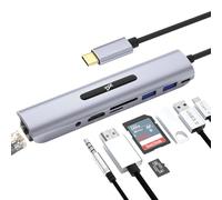 USB C Hub Type C Hub with Ethernet Port,4K USB C to 4K, USB 3.0/2.0 Ports,SD/TF Card Reader,100W Power Delivery,3.5mm Audio Jack, for Windows,Mac OS, Surface Pro,More USB-C Laptops