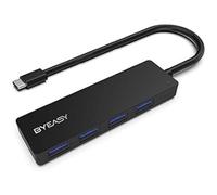 BYEASY USB C Hub, Type C to USB 3.0 Hub，OTG 4-Port, Ultra Slim Portable USB C Splitter Applicable for MacBook Pro 2018 2017 iMac, Google Chromebook Pixelbook, XPS, Samsung S9, S8 & More (Black)