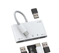 USB C Hub USB 3.0 TF SD Card Reader Charging Docking Station (6in1) Type C Multiport Adapter Thunderbolt Charger Cable Micro SD Memory Dongle for Apple for iPhone15 mac for iPad compatible for Samsung