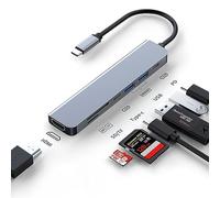 USB C Hub USB C Multi-Port Adapter 7 in 1 Docking Station Aluminum Alloy USB C to HDMI Hub Dongle SD/TF Card Reader Compatible with MacBook Pro/Air XPS and More Type C Devices