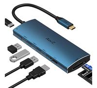 USB C Hub, USB Hub to HDMI Multiport AorZ USB c Dongle Adapter 7 in 1 with 4K HDMI Output,3 USB 3.0 Ports,SD/Micro SD Card Reader,100W PD, Compatible with Macbook,XPS and More Type C Device(Deep Blue)