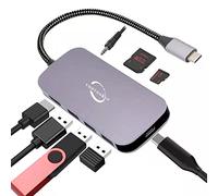 USB C Hub,Vunvooker 8in1 Multiport Adapter with 3.5mm Audio Jack,4K HDMI Output,100W PD,SD/TF Reader,USB-C Expander for Type-C Laptop,USB-C to USB3.0/USB2.0 for MacBook Pro/Air,iMac Mini,XPS,Notebook